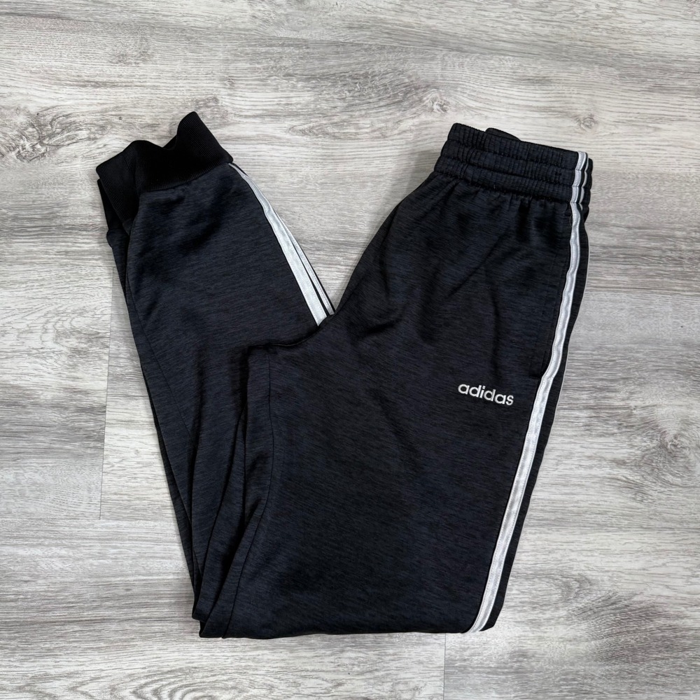 Adidas Youth‎ Girls Jogger Pants Black White Stripes Athletic Size LG 14 16